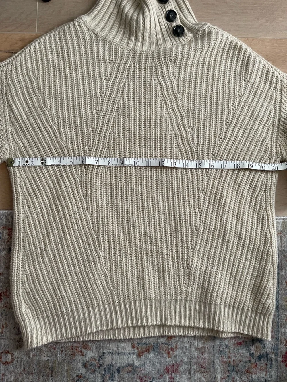 INDI & COLD SAN SEBASTIAN Ribbed Mockneck Cream Sweater with Button Detail - Picture 6 of 7